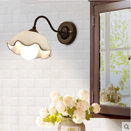 american pastoral style nordic led wall lamp decorative glass wall sconce fixtures for balcony aisle bedside light home lighting