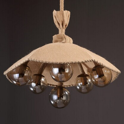creative classical cloth loft style pendant lamp,e27*6 bulb included,for dining room study foyer bar home lightings