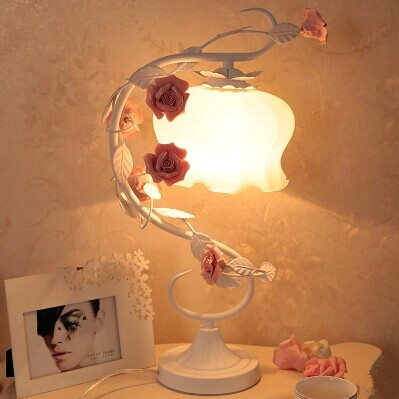 dimmable desk lamps with colorful flowers,princess style table lamp, for bedroom study,e27,50*30*18cm,bulb included