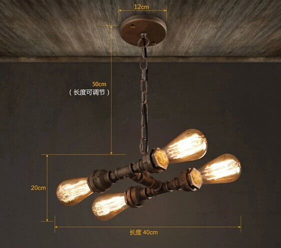e27*4,loft style creative personality waterpipe vintage pendant lamp,bulb included, for study restaurant bar home lightings