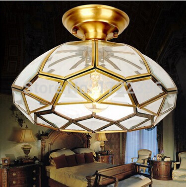 e27 pure handmade copper europe led ceiling light lamp with 1 light for bedroom living room aisle,bulb included ,ac,90v~260v