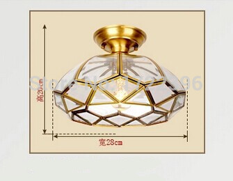 e27 pure handmade copper europe led ceiling light lamp with 1 light for bedroom living room aisle,bulb included ,ac,90v~260v