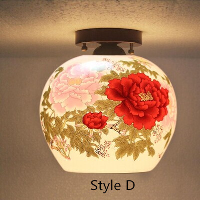 hand painted,chinese style,jingdezhen ceramic,ceiling light,for living room dining room aisle the entrance,bulb included