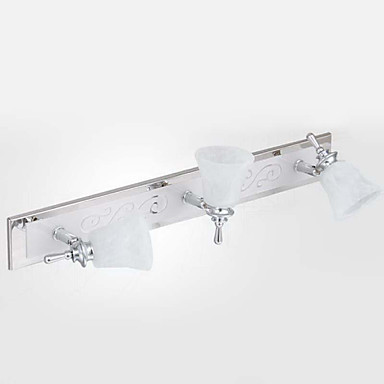led wall mirror light, 3 lights, concise metal glass chrome,for bathroom bedroom,bulb included