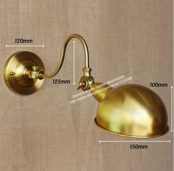 loft industrial vintage style golden arm wall light,personality wall lamp for bar aisle home light,e27*1 bulb included 110v~240v