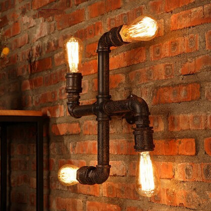 loft retro pipe minimalist industrial personality wall light with 4 lights,for restaurant bar dining room,bulb included,90v~260v