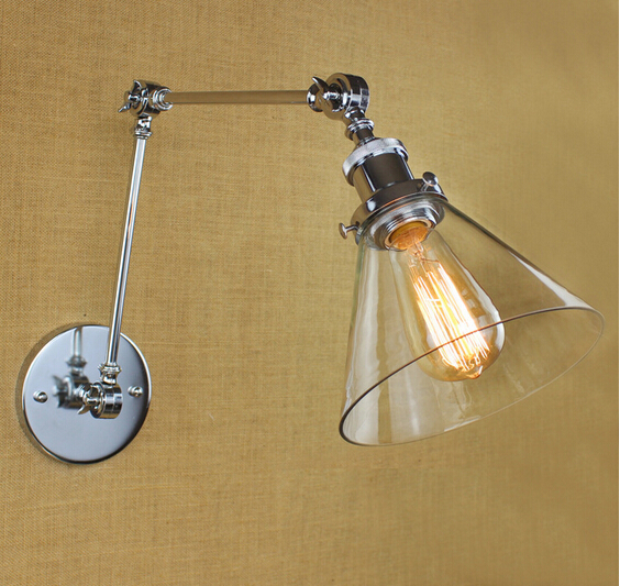 loft style adjustable glass plated edison industrial vintage wall lamp fixtures for bar cafe home indoor lighting lampara pared
