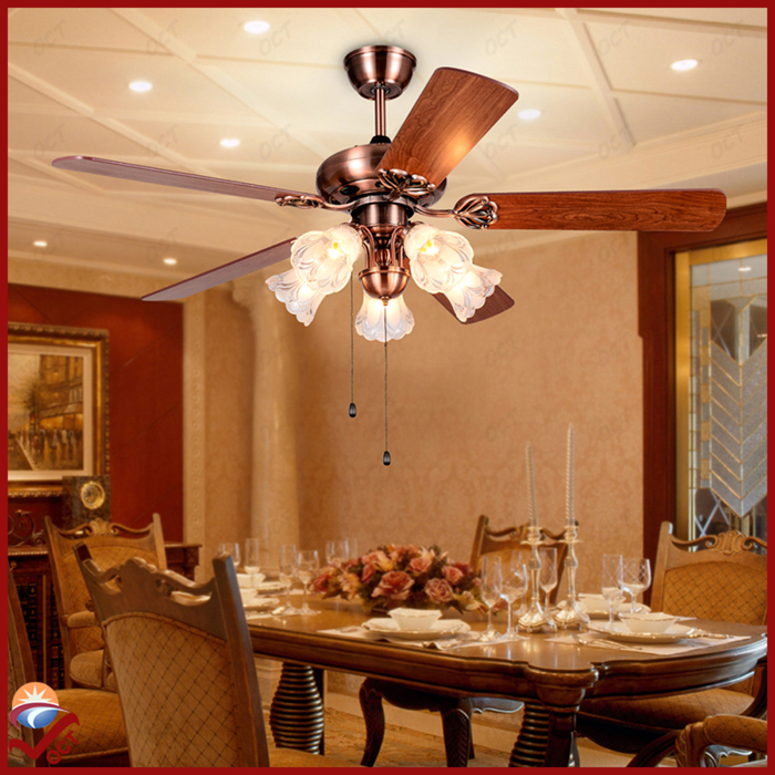 luxury european led ceiling fans lights remote 110v 220v 240v vintage antique copper 52