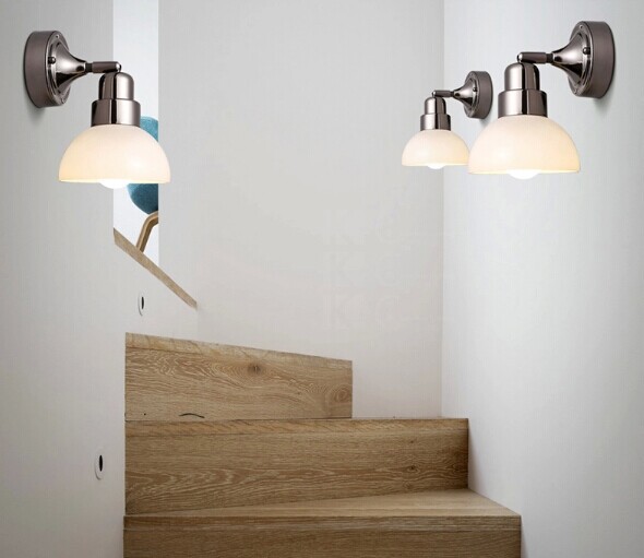 modern minimalist iron glass led wall lamps for living room bedroom aisle,the shade is rotating,bulb included