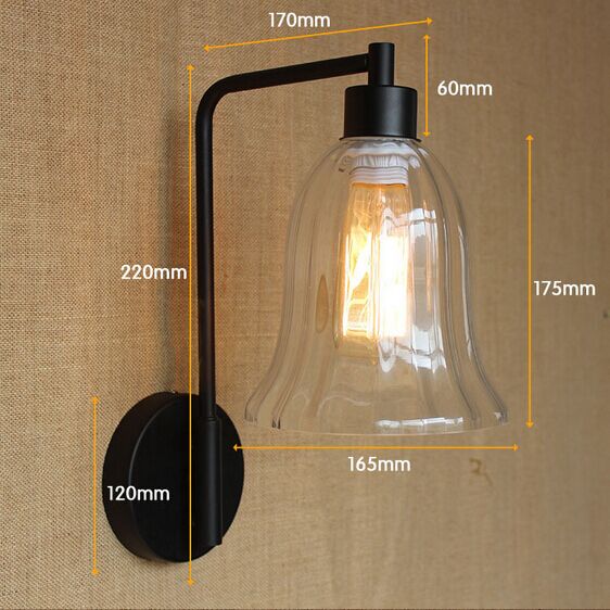 retro loft style american vintage industrial wall lamp light with glass lampshade,edison wall sconce arandela lampara pared