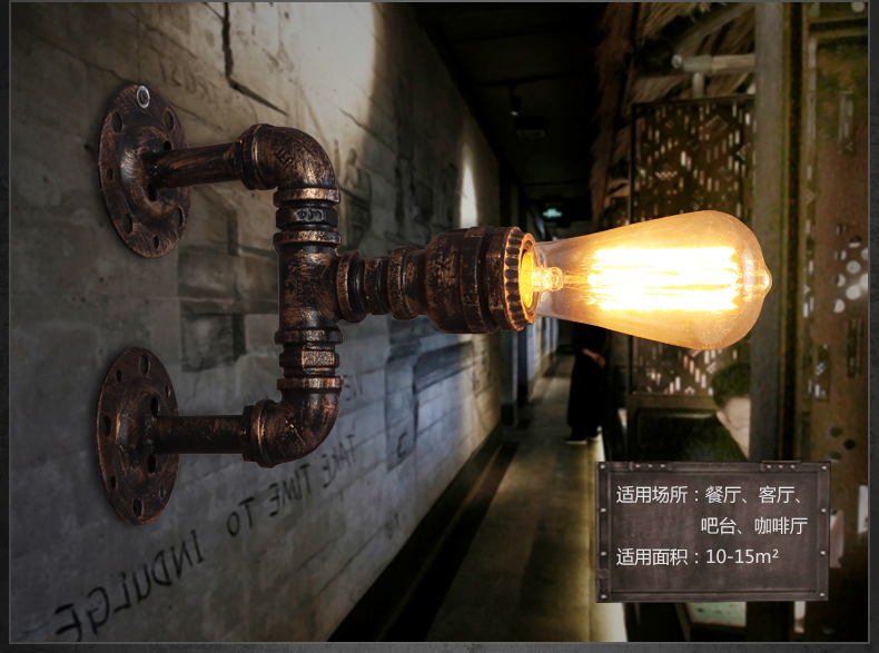 retro loft style industrial vintage wall lamp iron water pipe simple bedside light fixtures for cafe bar home indoor lighting