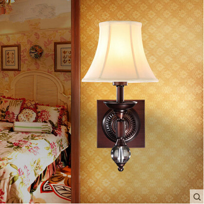 simple american country led wall lamp vintage industrial cloth bedside light fixtures for bar aisle restaurant lamparas de pared