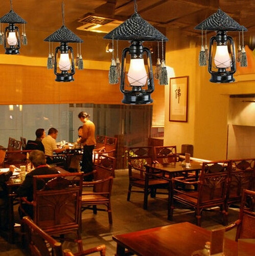 village rattan vintage led pendant lights fixtures for bar dining room hanging lamp indoor lighting suspension luminaire