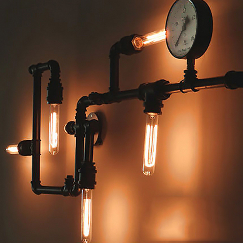 vintage industrial wall lamp bathroom kitchen dinning water pipe led wall light luxury dining bar wall sconces lamparas de pared