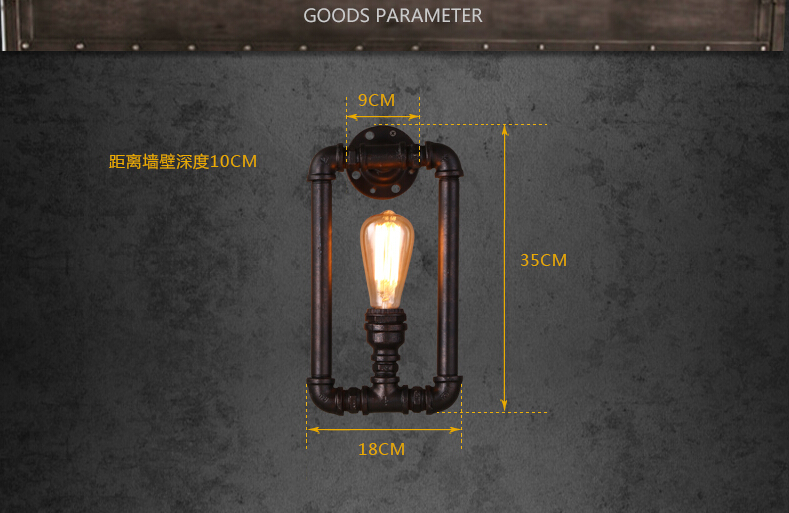 water pipe vintage edison wall lamp loft style industrial nordic wall light fixtures for bar aisle home lights lamparas de pared