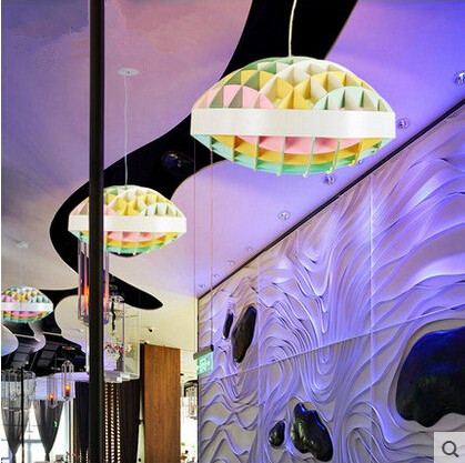 wooden colorful ufo led pendant lights novelty droplight hanglamp fixtures for bar cafe living home lightings lamparas