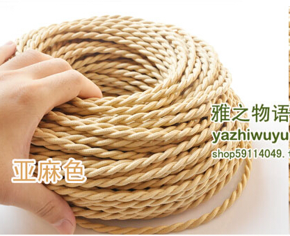 10 meters/lot 2 wire 0.75mm2 colorful twisted cloth covered wire twisted cable vintage light cord