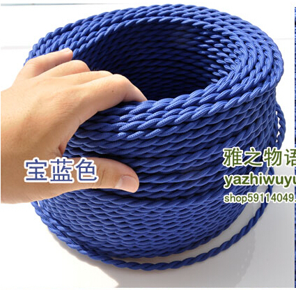 10m/lot 2 x 0.75mm dark blue 2 wire 0.75mm2 twisted wire twisted cable textile cable
