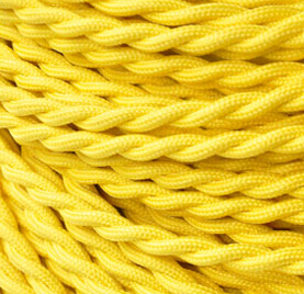 10m/lot 2 x 0.75mm2 yellow vintage twisted electrical wire textile cable vintage lamp cord pendant light lamp wire