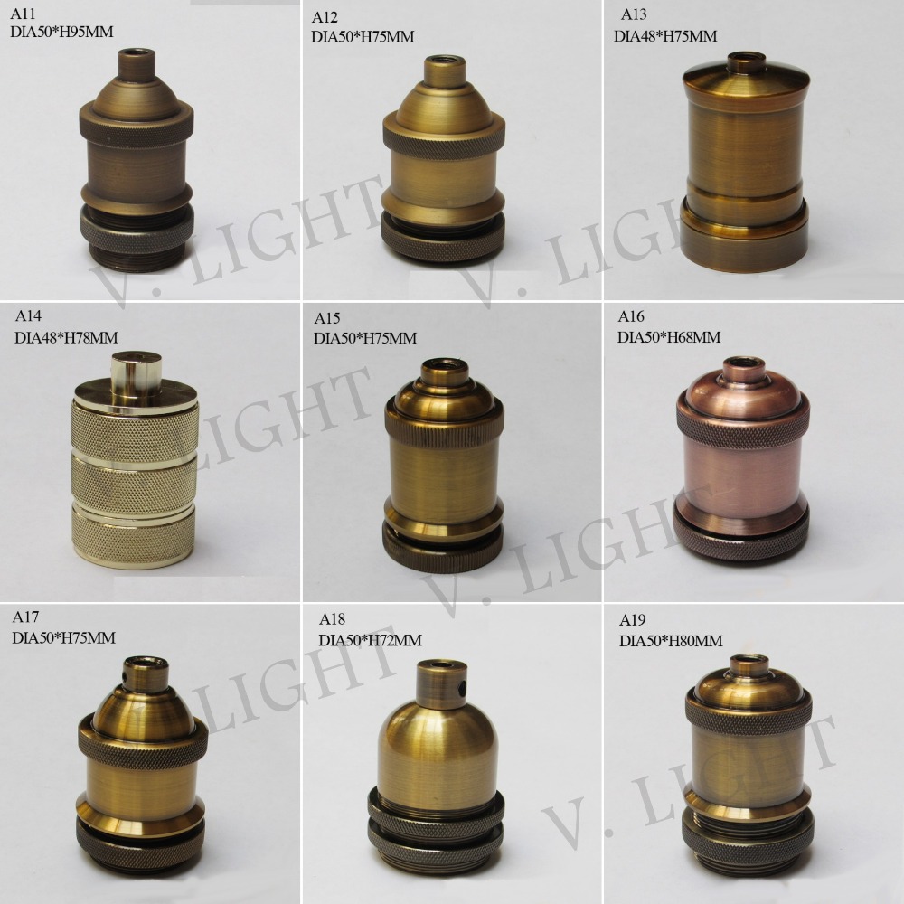 1pcs/lot vintage lighting e26e27 socket brass lamp base copper lead lamp holder e27 led bulb base e26/e27/ul/110v/220v