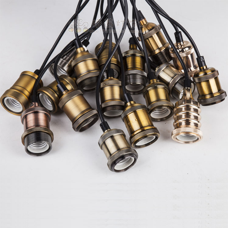 1pcs/lot vintage lighting e26e27 socket brass lamp base copper lead lamp holder e27 led bulb base e26/e27/ul/110v/220v