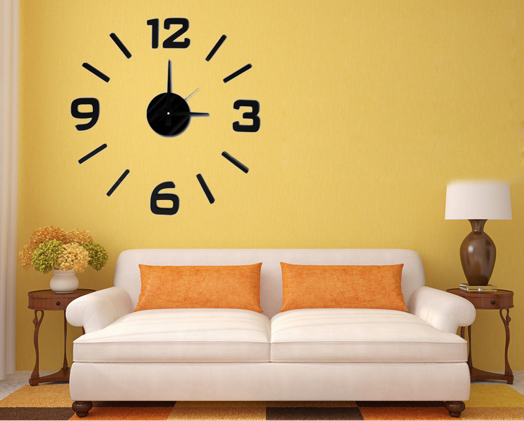 2016 quartz clocks 3d home decor diy eva foam sticker wall clock fishion watch for living room bedroom corridor home decoration