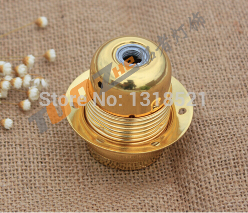 50pcs/lot gold color iron ceramic e27 lamp bases e27 bulb pendant light lamp holder/metal lamp led socket
