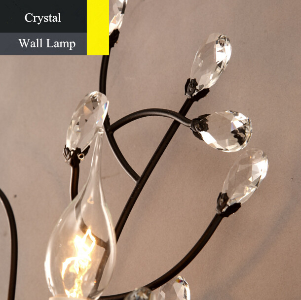 american country village retro living room bedroom restaurant aisle creative personality crystal branch wall lamp