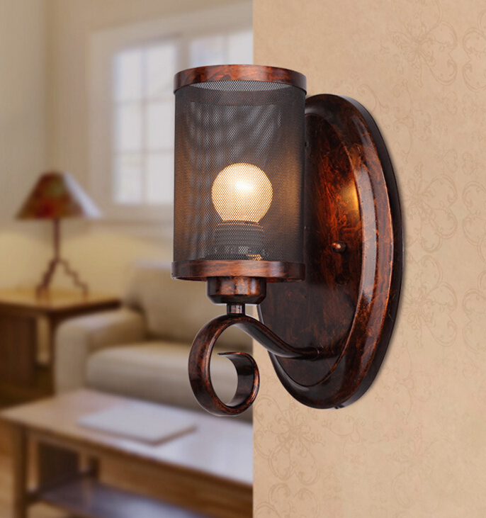 american country vintage iron wall lamp simple living room corridor bedroom decoration wall light