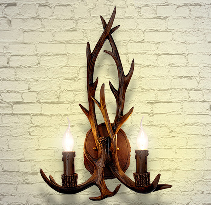 american village vintage craft resin deer wall lamp nordic living room restaurant bar bedside wall light