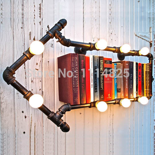 american vintage industrial water pipe wall lamp lights bar restaurant e14 water pipe bookshelf wall light retro wall lamp