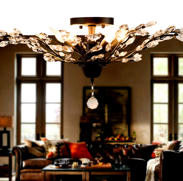 creative american country iron crystal ceiling lamp european vintage restaurant bedroom study corridor lamp