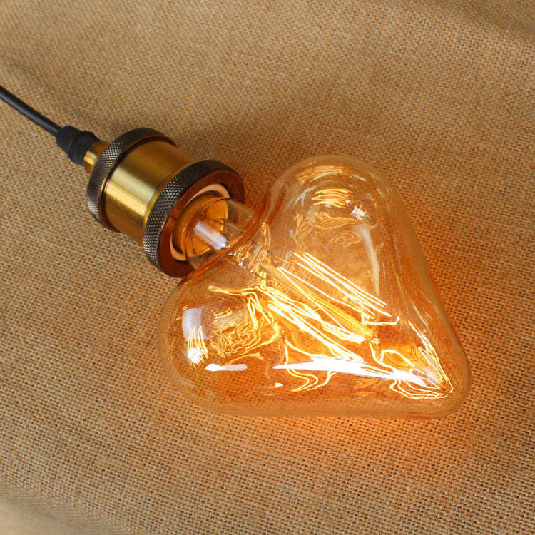 e27 40w heart shape edison bulb ac 220v incandescant bulb for living room bedroom party christmas high-end decorative lighting