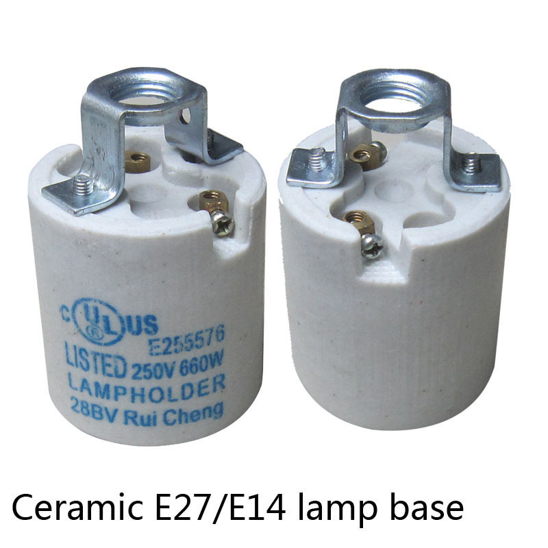 high temperature ceramic lamp holder e26 e27 lamp holder e14 energy saving lamp base with bracket 10pcs/lot