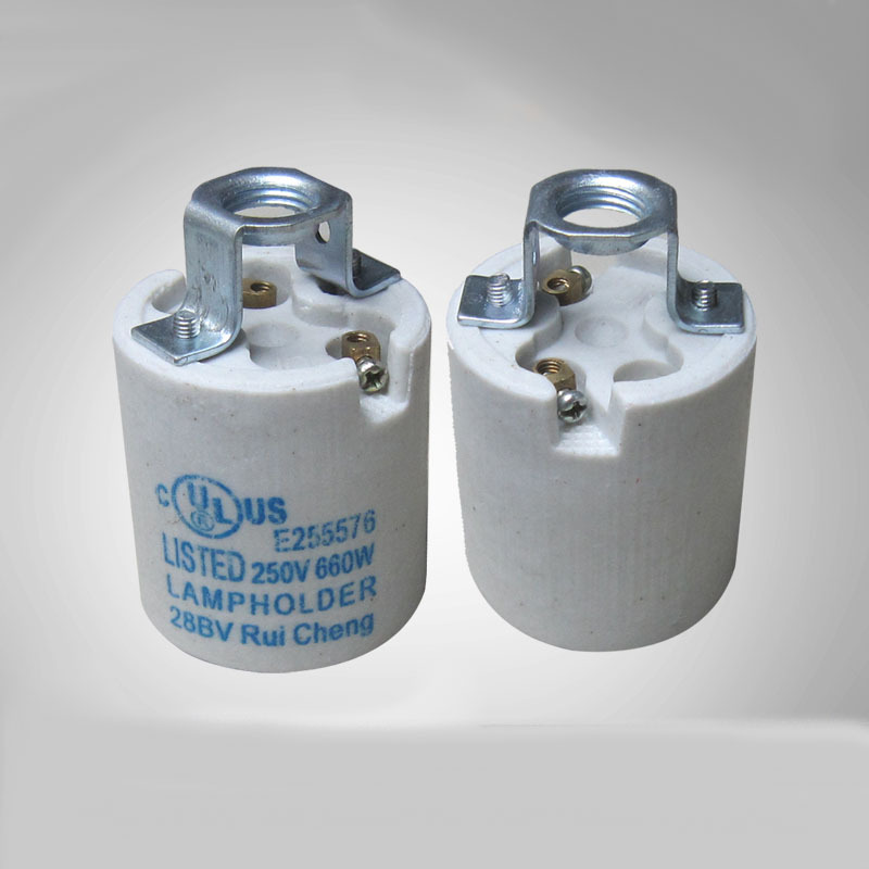 high temperature ceramic lamp holder e26 e27 lamp holder e14 energy saving lamp base with bracket 10pcs/lot