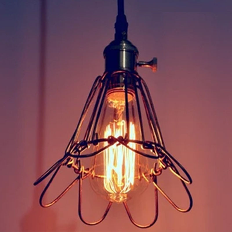 industrial lighting e27 lampshade, bulb cage, vintage cage lights, wire lamp cage, pendant light/wall light diy lampshade