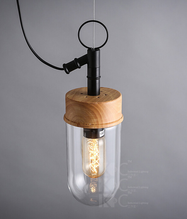 industrial retro creative wooden pendant lamp cafe bar decoration glass art pendant light