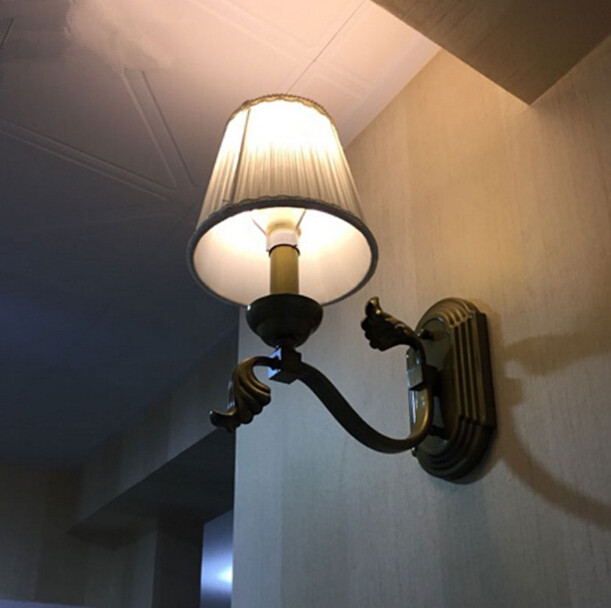 industry vintage bedroom bedside wall lamp american countryside iron living room cloth cover wall light