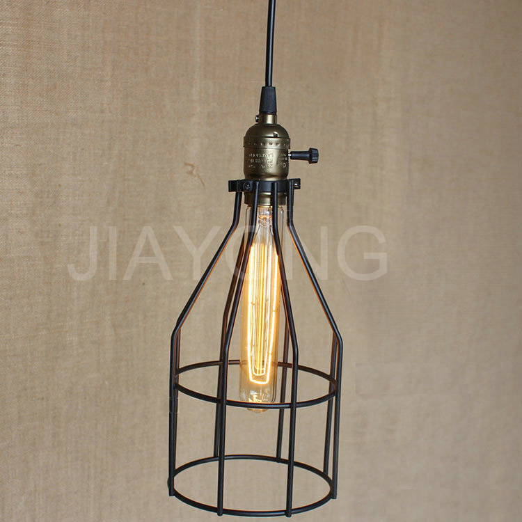 loft industrial retro single head pendant light personality iron cage pendant light for living room ac 90-260v
