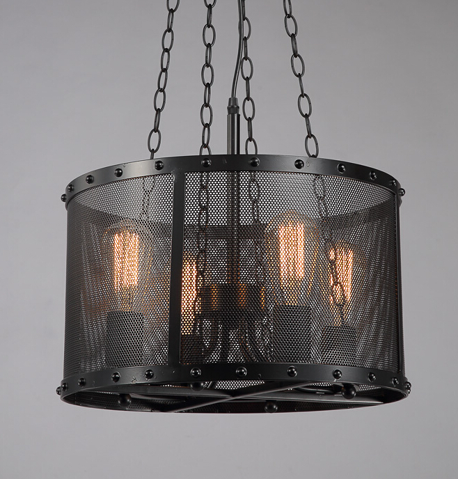 loft style industrial retro iron net bar pendant light creative simple restaurant round pendant lamp
