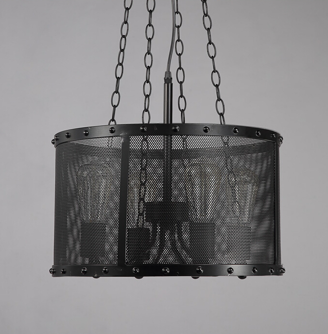 loft style industrial retro iron net bar pendant light creative simple restaurant round pendant lamp