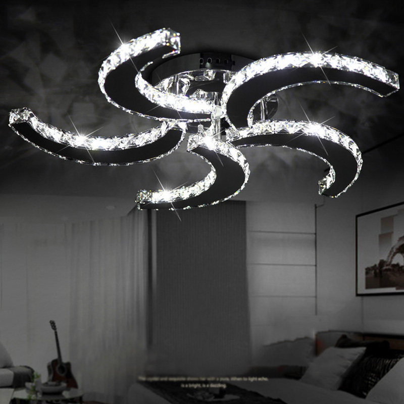 luxury led k9 crystal ceiling chandelier lights living room modern 3/5 blades decorative lamp ceiling fixtures ambilight abajur