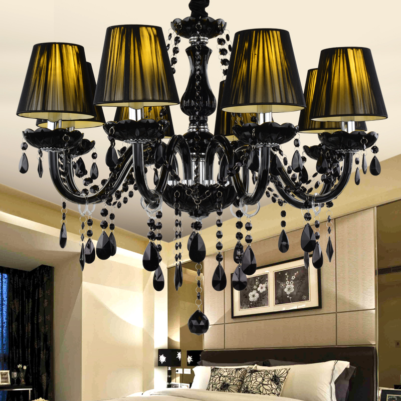modern crystal chandelier black lampshades lustres lamparas de cristal tech suspension luminaire lighting fixture for restaurant
