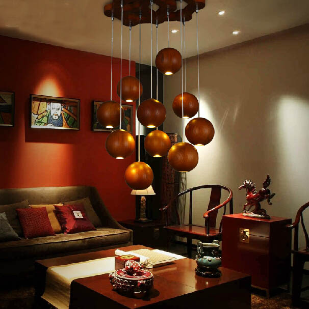 modern elegant northern europe 1/3/7/10/16 heads wooden pendant light lamp for living room dining room decor ac 110-240v