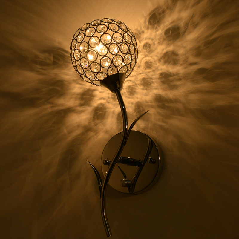 modern k9 crystal wall light lamp simple fashion creative bedside bedroom living room k9 crystal wall light ac 90-260v