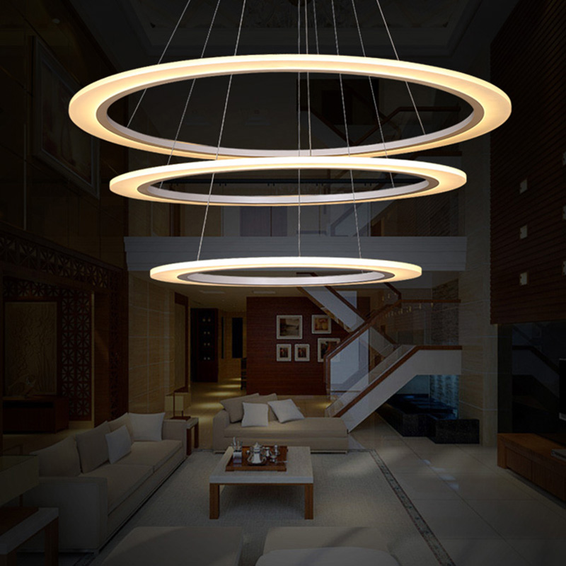 modern led pendant light 3 rings circles hanging lights for living dining room suspended pendant lamp luminaire modern lighting
