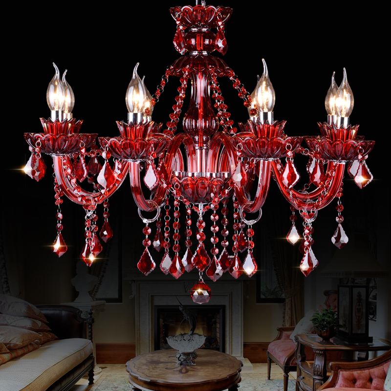 modern red crystal chandelier for living dining room bedroom restaurant lamp chandeliers lighting fixtures suspension luminaire