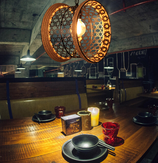 nordic american country retro restaurant cafe pendant lamp creative personality clothing store rope pendant light