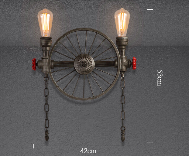 nordic industrial vintage creative wheel wall lamp bedroom restaurant bar decoration water pipe wall light
