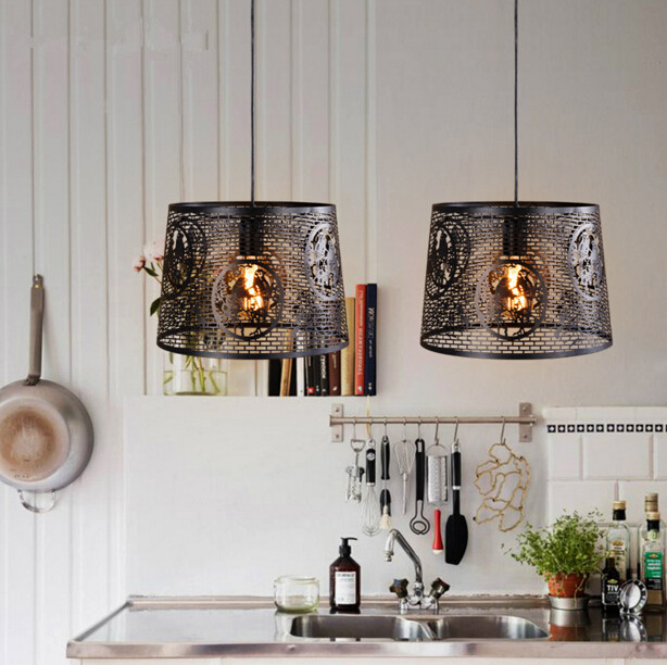 nordic retro american village iron lamp creative cafe bar restaurant hollow pattern decorative chandelier